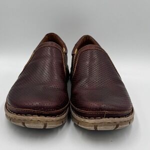Born Perforated Leather Slip On Loafer Shoes Mens 13 M W Brown Casual